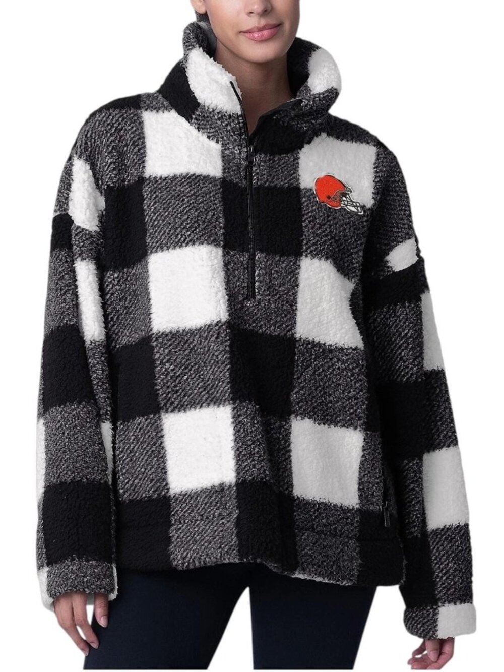NFL Cleveland Browns G-III 4Her XXL Buffalo Plaid Half Zip Long Sleeve NEW